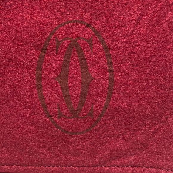 Cartier Envelope Style Clutch Bag Maroon Leather Gold Metal Corners CC Logo - Picture 4 of 13